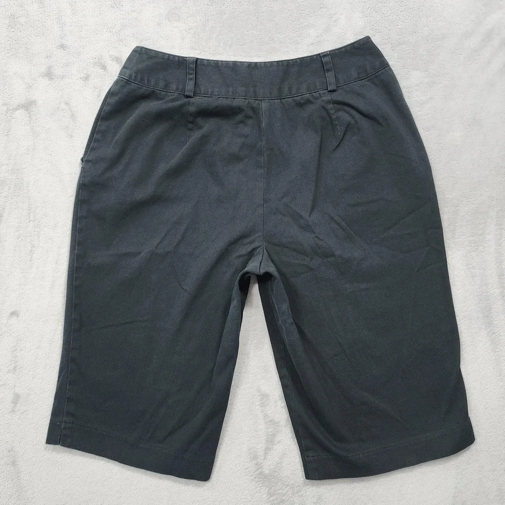 Vintage Briggs New York Shorts Womens 10 Black Bermuda Twill Stretch Preppy